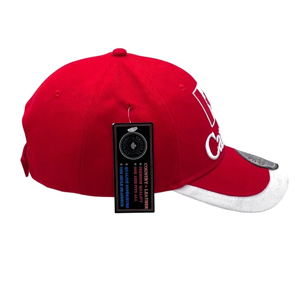 Canada Flag Embroidered Baseball Cap Hat Red White New Country Leather Brand - Picture 8 of 16